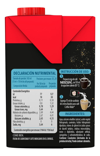 Coffee Mate Sustituto Crema Especial Baileys 530 Ml X 4pzas