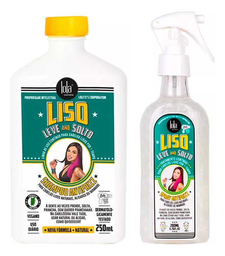 Lola Liso Leve E Solto Shampoo + Spray Antifrizz Alisado 3c