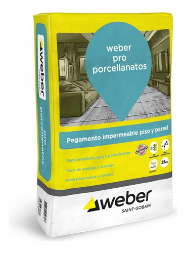 Pegamento Para Porcelanato Hasta 60x60 Pro Weber 25k Int/ext