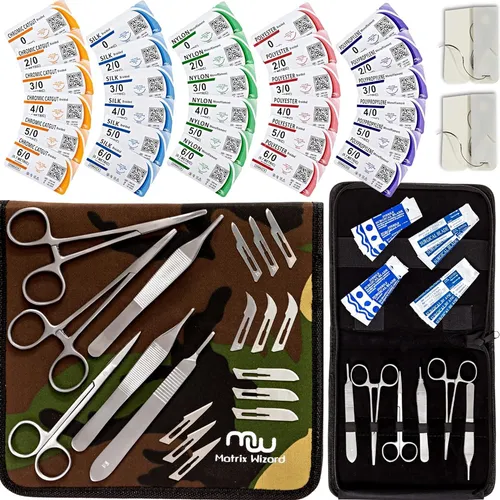 Kit De Suturas Con Aguja - 49 Piezas, Disolubles Y No Disolu