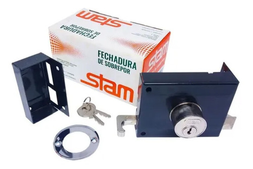 Fechadura De Sobrepor 701/100 Preto Fosco Inox Stam 56417