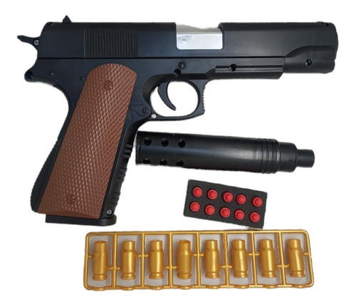Pistola Glock De Juguete+silenciador Cartuchos Balas Suaves