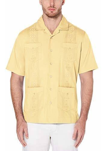 Cubavera Guayabera Bordada Con Cuello Campamento Para Hombre