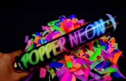 Lança Confete Popper Neon Luz Negra Baladas Festas 40 Cm