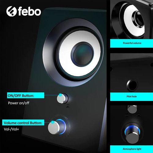 Imagen 7 de 9 de Parlante Home Theater 2.1 Multimedia Pc Tv Celular Febo