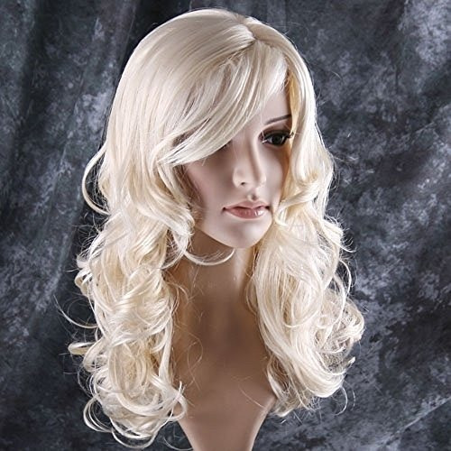 Besgo Cosplay Elegante Rizo Largo Peluca Rubia Peluca Fiesta