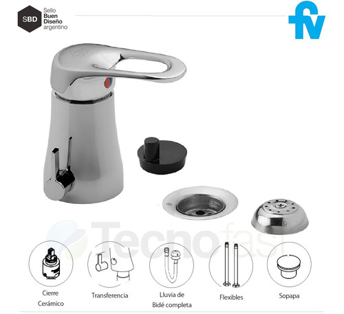 Griferia Monocomando Para Bidet Fv Arizona 189/b1 Cromo