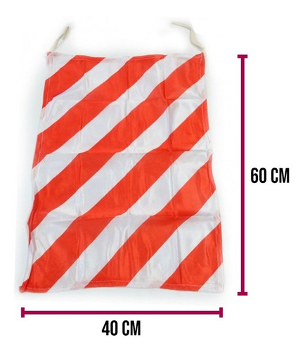 Imagen 4 de 10 de Bandera Rayada Blanca Roja Peligro 40x60cm Cinta Sujecion