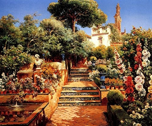 Una Flor Jardin España Pintura Manuel Garcia Rodriguez