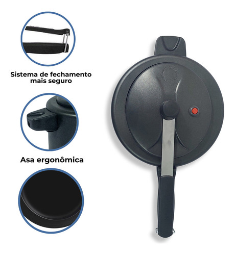 Panela De Pressão Teflon Antiaderente Selo Cor Preto