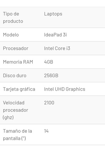 Laptop Lenovo Ideapad 3i 14  Hd Intel Core I3 4gb Ram 256gb 