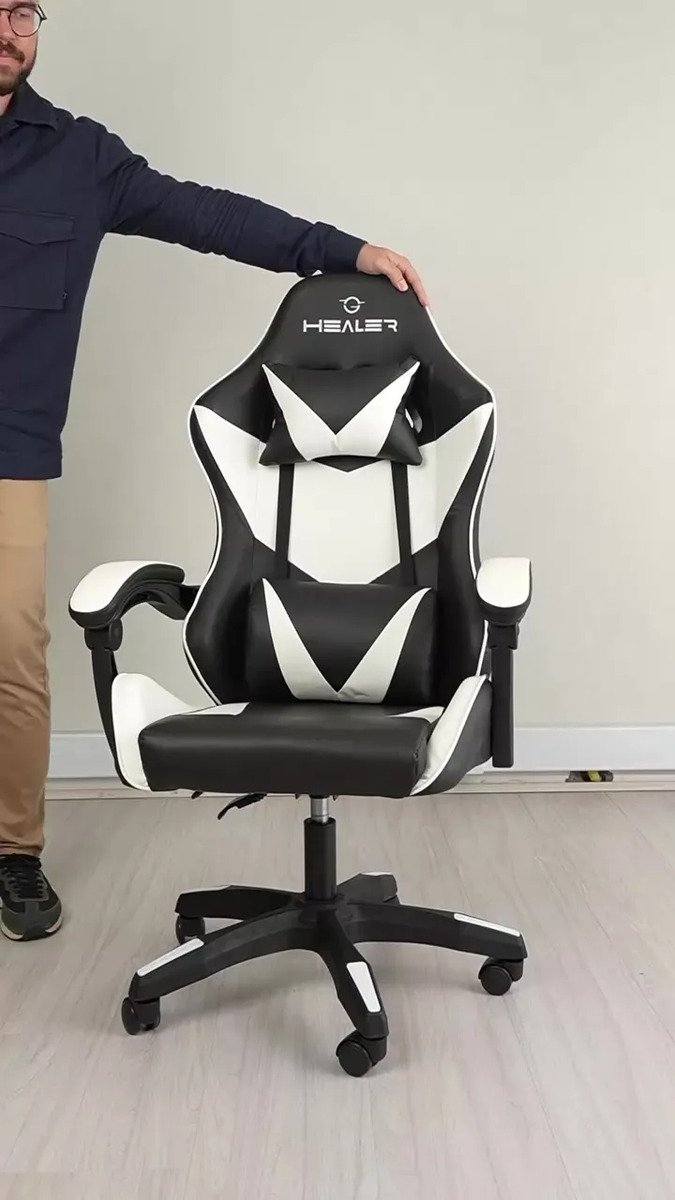 Cadeira Gamer Lancer Preta e Branca Healer