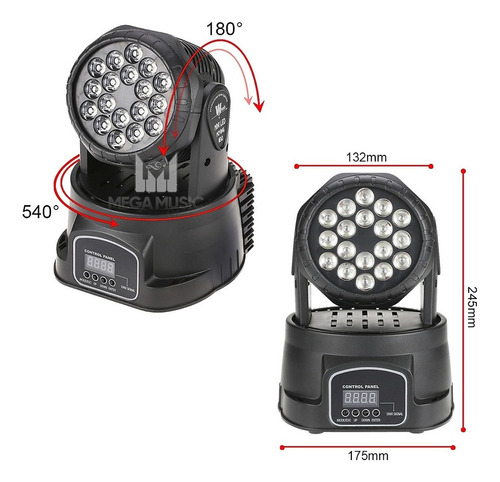 2 Mini Moving Head Wash 18 Quadrileds Rgbw Iluminação Dj