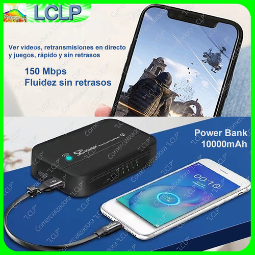 Mifi Enrutador Portátil 4g Lte Sim Pw100 Powerbank 10000mah