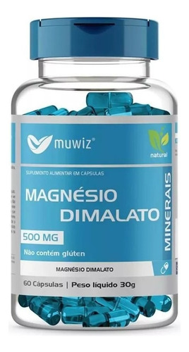 Magnésio Dimalato 60 Cápsulas 500mg - Muwiz