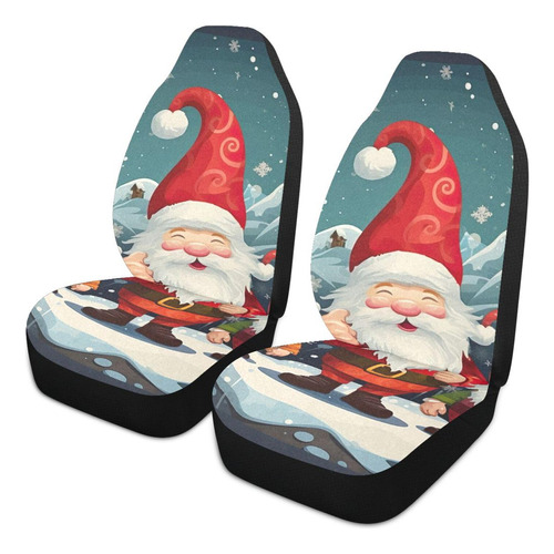 2 Funda Asiento Automovil Diseño Gnomo Navidad Trasero