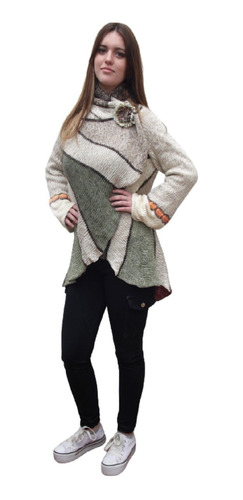 Cardigan Saco Tapado Tejido Artesanal Sacón Awa.