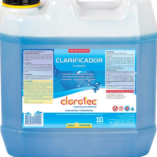 Imagen 2 de 9 de Clarificador Clasico 10 Lts Mantenimiento Piscina Clorotec