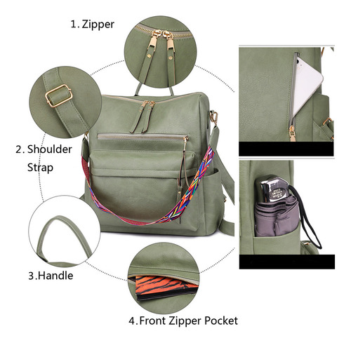 Mochila Tipo Cartera Multiusos Para Mujer, Bandolera