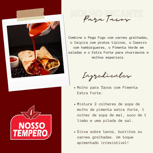 Kit 5 Molhos Pimenta Picante Nosso Tempero Presente Gourmet