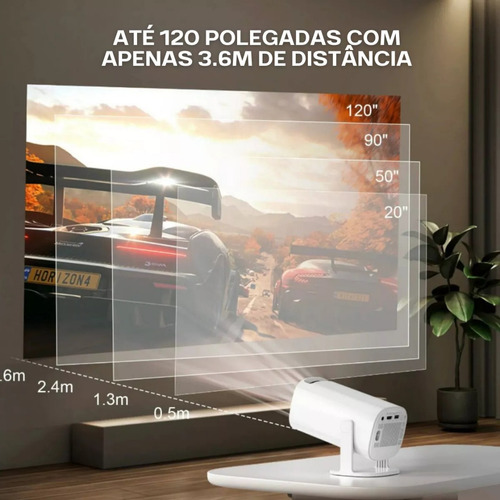Projetor P30 Wifi 10000lm Android 11 Bluetooth Portátil Branco