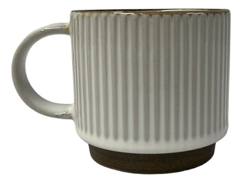 Taza Jarro Mug Ceramica Color Blanco Diseño Solor Marron