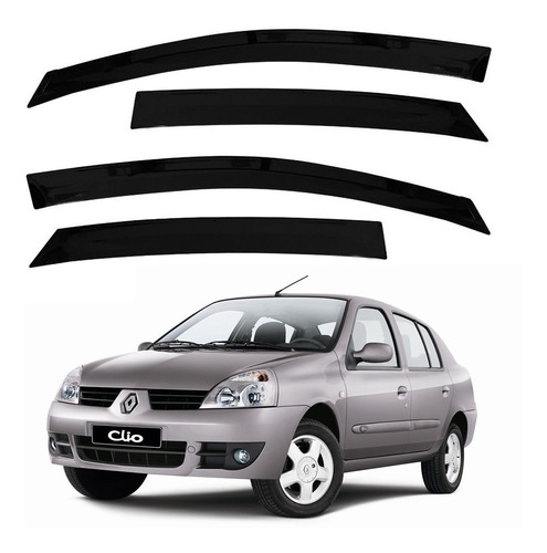 Jogo Calha Chuva Fumê Clio Sedan 4 Peças 2003 2004 2005 2006