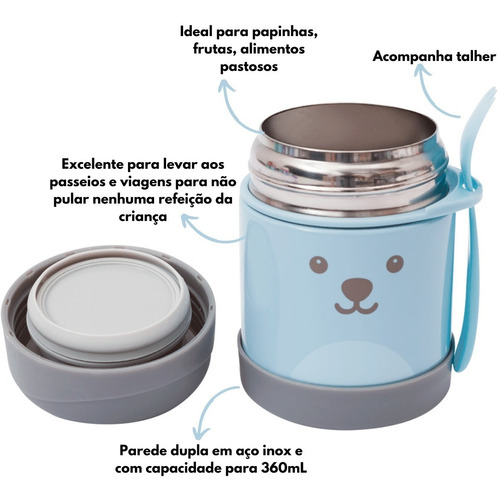 Imagem 5 de 9 de Kit Garrafa Infantil Água +pote Térmico Papinha Passeio Buba