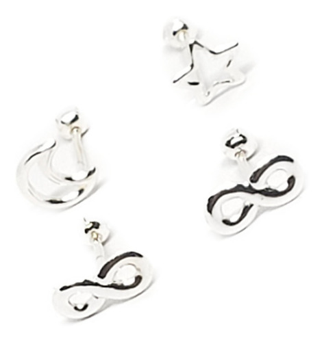 Aretes De Infinito Luna Y Estrella De Plata 925+estuche Bb19