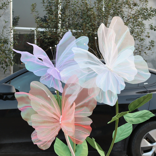 Decoración De Fiesta Con Mariposas De Seda 3d, 50 Cm, 1 Unid