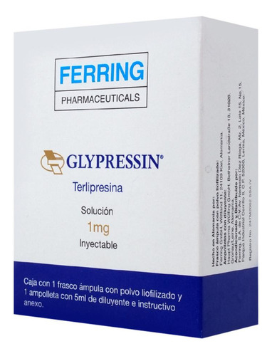 Glypressin Solución Inyectable 1 Mg/5 Ml, 1 Frasco Ámpula + 1 Ampolleta Solvente 5 Ml