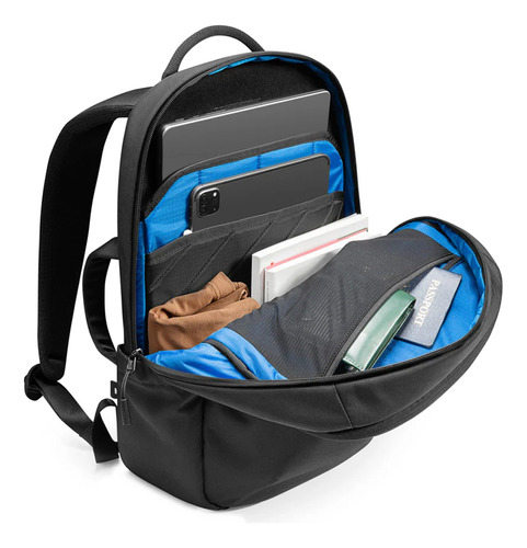 Mochila Tomtoc 20lt Para Notebook 15.6'' Diseño Minimalista Color Negro Diseño De La Tela Liso