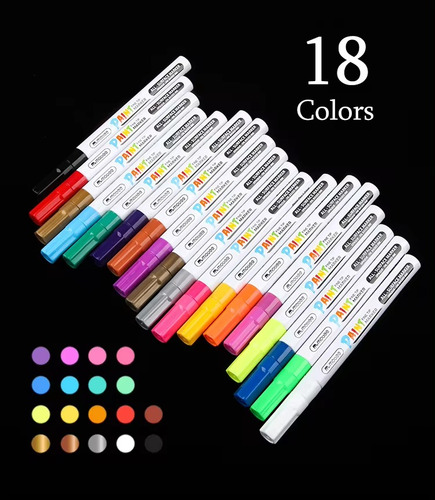 Plumón Paint Marker Base Aceite 18 Colores Premium (11 Mm)