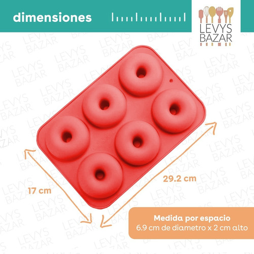 Imagen 3 de 9 de Molde De Silicona X6 Donas Donuts Goma Horno Roscas
