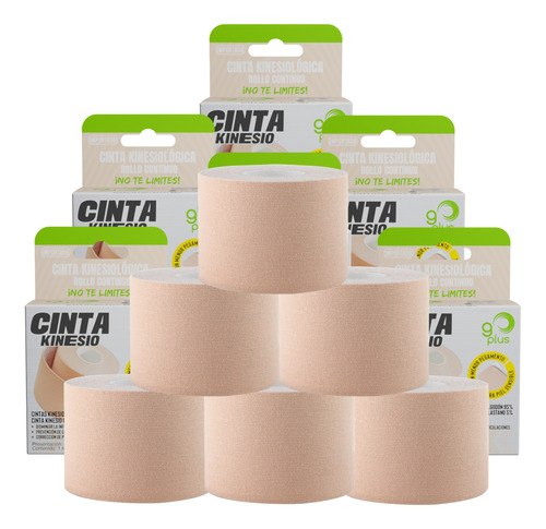 6 Pack Cinta Kinesiológica Beige Sensibl 5m Continua Go Plus