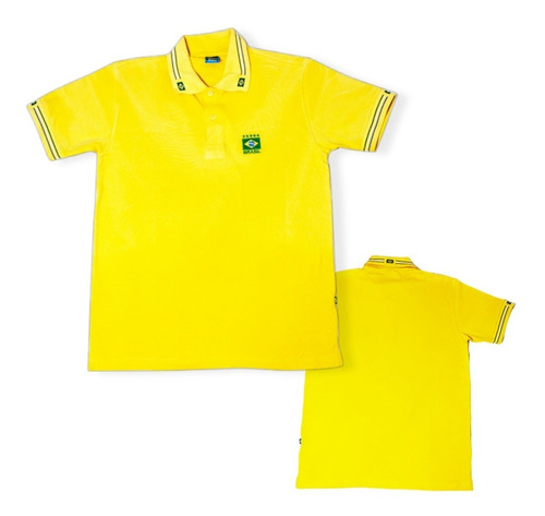 Camisa Pólo Bordada Brasil Cinco Estrelas Ótima Qualidade 