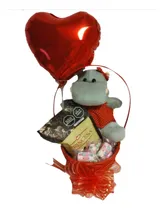 Comprar Arreglo De Peluche Canasta Hipopotamo Chocolate Globo