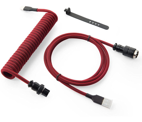 2 Cables Enrulados Para Teclado Usb C Y Usb Rojos