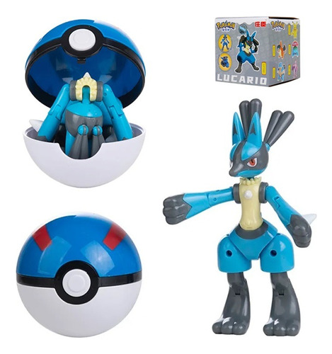 Pokemon Figura De Lucario Con Pokebola 13 Cm Articulado