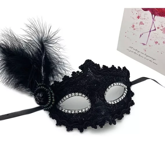 INTVN Mascara de encaje Negro Mujer Mascaras Venecianas para Halloween Mascarada Carnaval Fiesta de Baile 12 Piezas 
