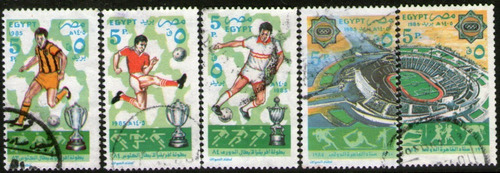 Egipto Serie Completa X 5 Sellos Usados Fútbol Año 1985