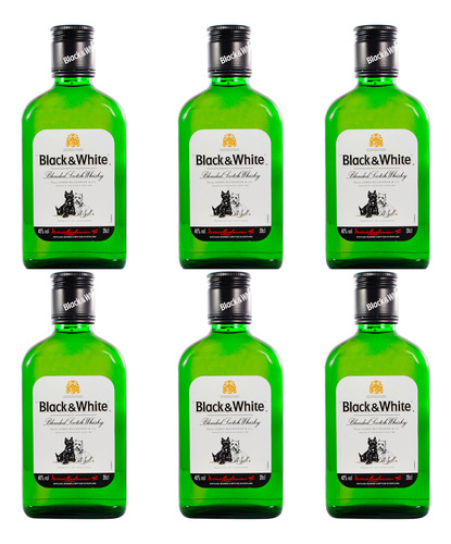 Pack X 6 Petacas Whisky Black & White 200ml Universo Binario