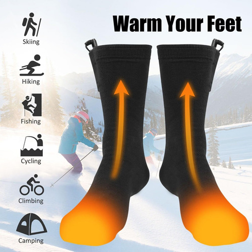 Calcetines Térmicos Eléctricos Usb Recargables Para Invierno Negro Diseño De La Tela Talle