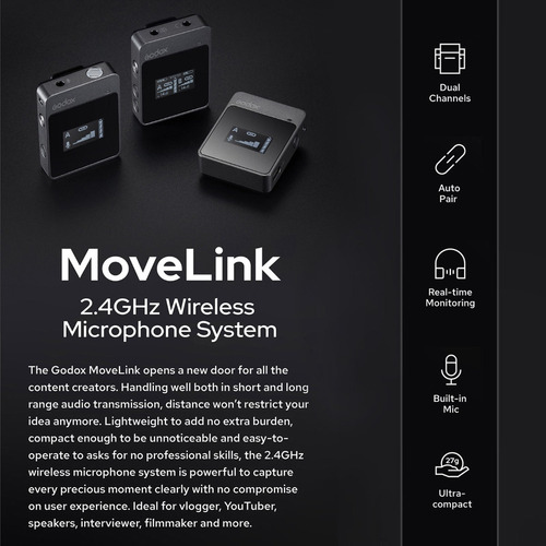 Sistema De Micrófono Inalámbrico Godox Movelink M2 2.4g (2)