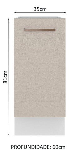 Gabinete Bajo Cocina Madesa Agata 35cm 1 Puerta Sin Encimera Color Blanco/Crema