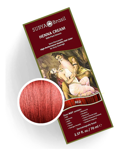Surya Brasil Productos Crema De Henna, Roja, 2.37 Onzas Liqu