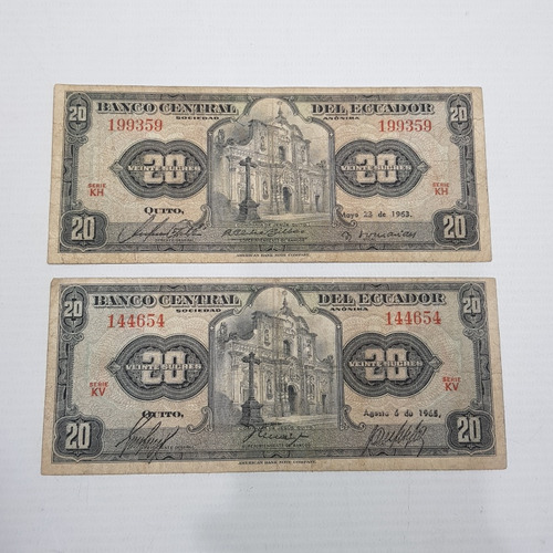 Antiguos Billetes Ecuador 20 Sucres 1963 - 1965 Mag 61488