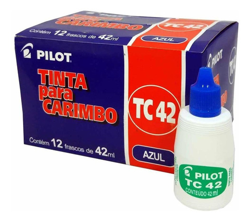 Tinta Para Carimbo Pilot Azul 42ml - Caixa Com 12 Unidades