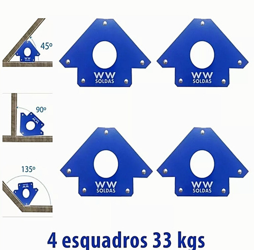 Esquadro Magnetico 4 Peças 33kg Ou 75lbs Para Solda Wwsoldas