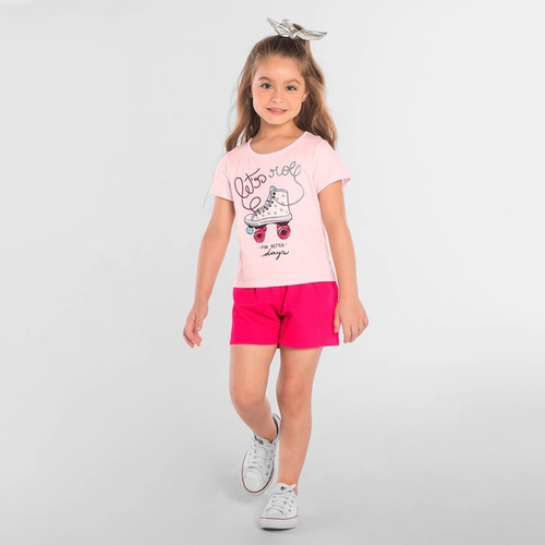 Conjunto Infantil Menina Roupa Bermuda Short Camiseta Verão